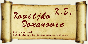 Koviljko Domanović vizit kartica